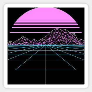 Outran Synthwave Sunset Vaporwave Grid Aesthetic Gift Sticker